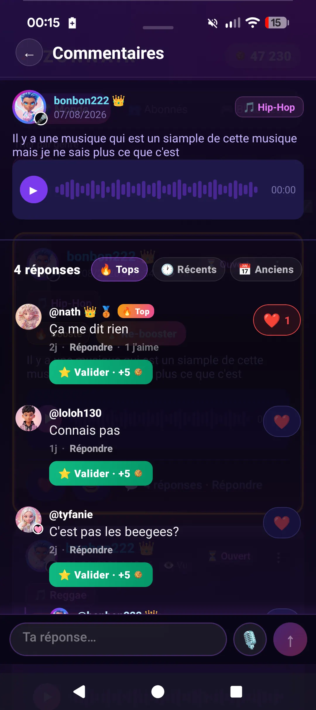 Commentaires de la communauté proposant des titres pour une mélodie fredonnée